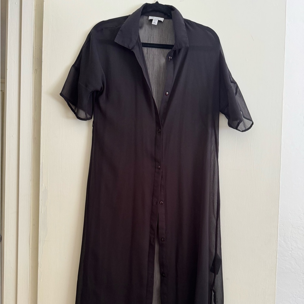 NWOT Topshop Sheet Black Button Cover-Up